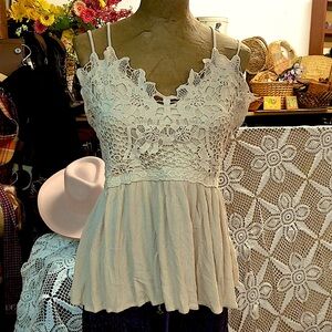 Maurices Cream Lace Peplum Camisole